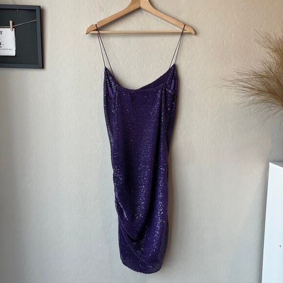 Gauge81 Dress Perry Purple Ruched Sequined Sleeveless Mini Party Dress Size S - Picture 6 of 8